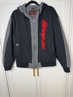 Snap-on Tools Winter Jacket Hoodie Size Large Black Red Full Zip Used
